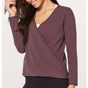 LULULEMON Black Cherry Full Freedom Surplice Stretch Long Sleeve Size 6